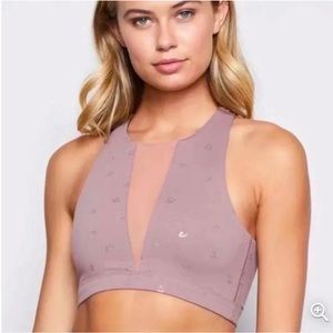 Good American Mauve Patterned Sheer Middle Sports Bra